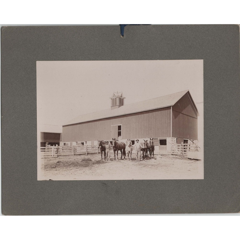 Antique 1904 James McDowell Barn Photo Sepia Horse Farm Architecture 7x5 Mount - Picture 1 of 3